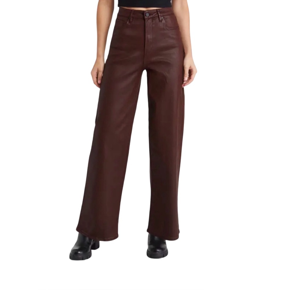 BlankNYC Franklin Ribcage Coated Denim Flare Pant Coffee‎ Talk Size 25 NWT